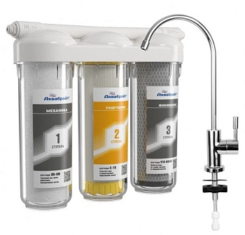 Фильтр АБФ-ТРИА- УМЯГЧЕНИЕ Трехступенчатая система очистки воды под мойку с отдельным краном