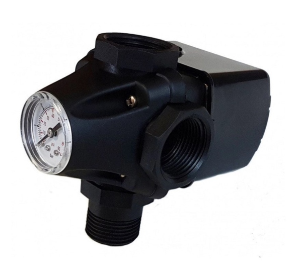 Реле давления 1 в едином пластиковом монокорпусе с манометром и тройником 1,4-2,8 бар, класс IP-54(TIM) (PS-04A)