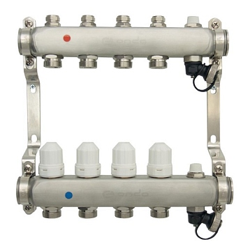 Уз.колл.гр. нерж сталь 4 вых. в сборе c термостатическими и запорными клапанами ONDO (OKGSP004)