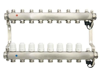 Уз.колл.гр. нерж сталь 8 вых. в сборе c термостатическими и запорными клапанами ONDO (OKGSP008)