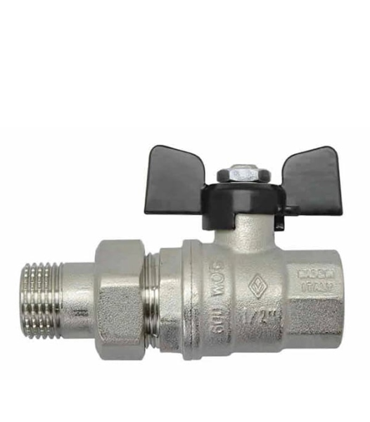 Кран шаровый 1/2 со сгоном ВН/НР (бабочка) (NT)