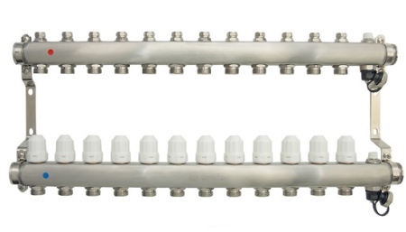 Уз.колл.гр. нерж сталь 12 вых. в сборе c термостатическими и запорными клапанами ONDO (OKGSP012)