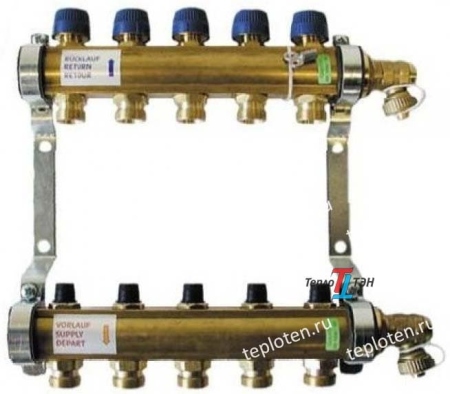 Узел коллект. группы 1х3/4 10 вых. в сборе с расходомерами и термост. вентилями Uni-fitt