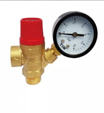 Предохранительный клапан с манометром с наружн. резьбой 1/2 3 бар. (TIM) (BL4802-3)