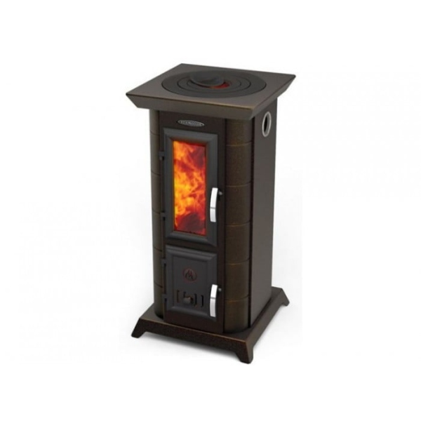 Печь-камин отопительно-варочная СТАТИКА ТЕТРА черная бронза (45000)