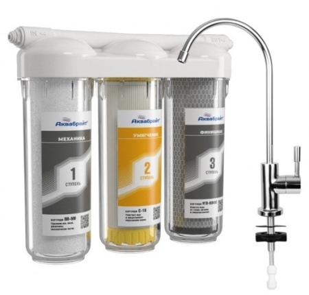 Фильтр АБФ-ТРИА- УМЯГЧЕНИЕ Трехступенчатая система очистки воды под мойку с отдельным краном