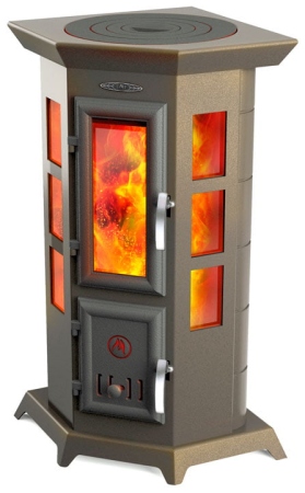 Печь-камин отопительно-варочная Статика Квинта, черная бронза (45100)