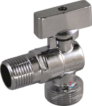 Кран шаровый угловой НР/НР 1/2х1/2 ш/ш бабочка д/быт. прибор. удл.резьба САНТИМ