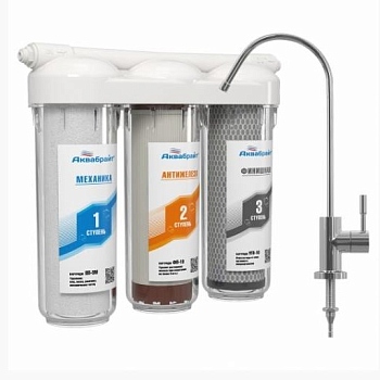 Фильтр АБФ-ТРИА- АНТИЖЕЛЕЗО Трехступенчатая система очистки воды под мойку с отдельным краном