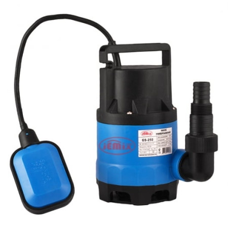 Насос JEMIX дренажный GSGP-250, 250 Вт, до 16 мм, до 7,5 м3/час, до 5м, пластик