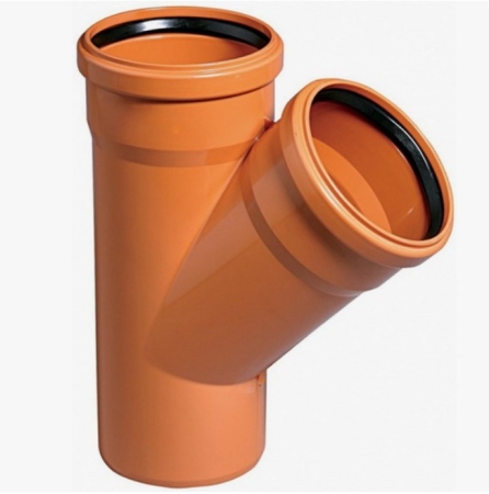 Тройник канализационный ПВХ 45 (D160-160) кирпич.