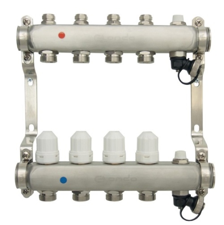 Уз.колл.гр. нерж сталь 4 вых. в сборе c термостатическими и запорными клапанами ONDO (OKGSP004)