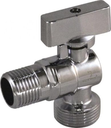 Кран шаровый угловой НР/НР 1/2х3/4 ш/ш бабочка д/быт. прибор. удл.резьба САНТИМ