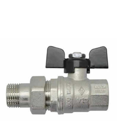 Кран шаровый 1/2 со сгоном ВН/НР (бабочка) (NT)