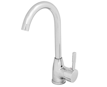 Смеситель для кухни 40 мм, на гайке, с боковой ручкой, с гибким белым изливом ROEGEN (RD014W)