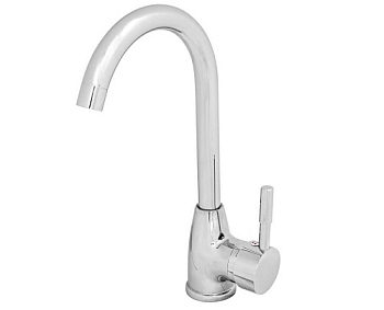 Смеситель для кухни 40 мм, на гайке, с боковой ручкой, с гибким белым изливом ROEGEN (RD014W)