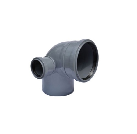 Отвод канализационный 90 (D110) с правым патрубком на 50  ПП
