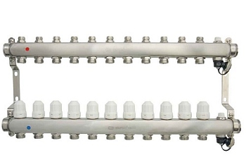 Уз.колл.гр. нерж сталь 11 вых. в сборе c термостатическими и запорными клапанами ONDO (OKGSP011)