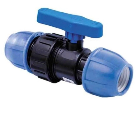 Кран шаровый для труб ПНД Ду 20 (синий)