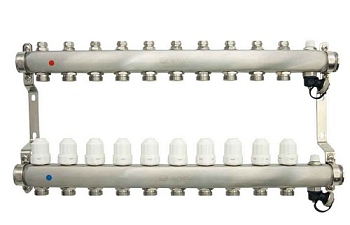 Уз.колл.гр. нерж сталь 10 вых. в сборе c термостатическими и запорными клапанами ONDO (OKGSP010)