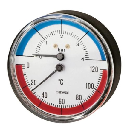 Термоманометр СEWAL / Zota 4 бар, 120С 1/2 к Мix д=63 (91548400, 66600403)