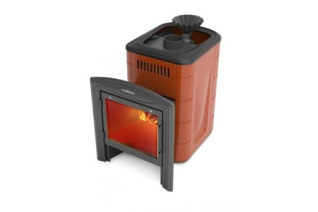 Печь-каменка банная Гейзер XXL 2017 Carbon Витра с закрытой каменкой, терракота (34900)