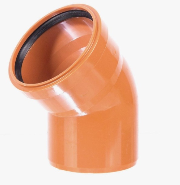 Отвод канализационный ПВХ 45 (D160) кирпич. НАРУЖ