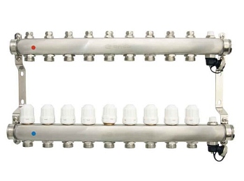 Уз.колл.гр. нерж сталь 9 вых. в сборе c термостатическими и запорными клапанами ONDO (OKGSP009)